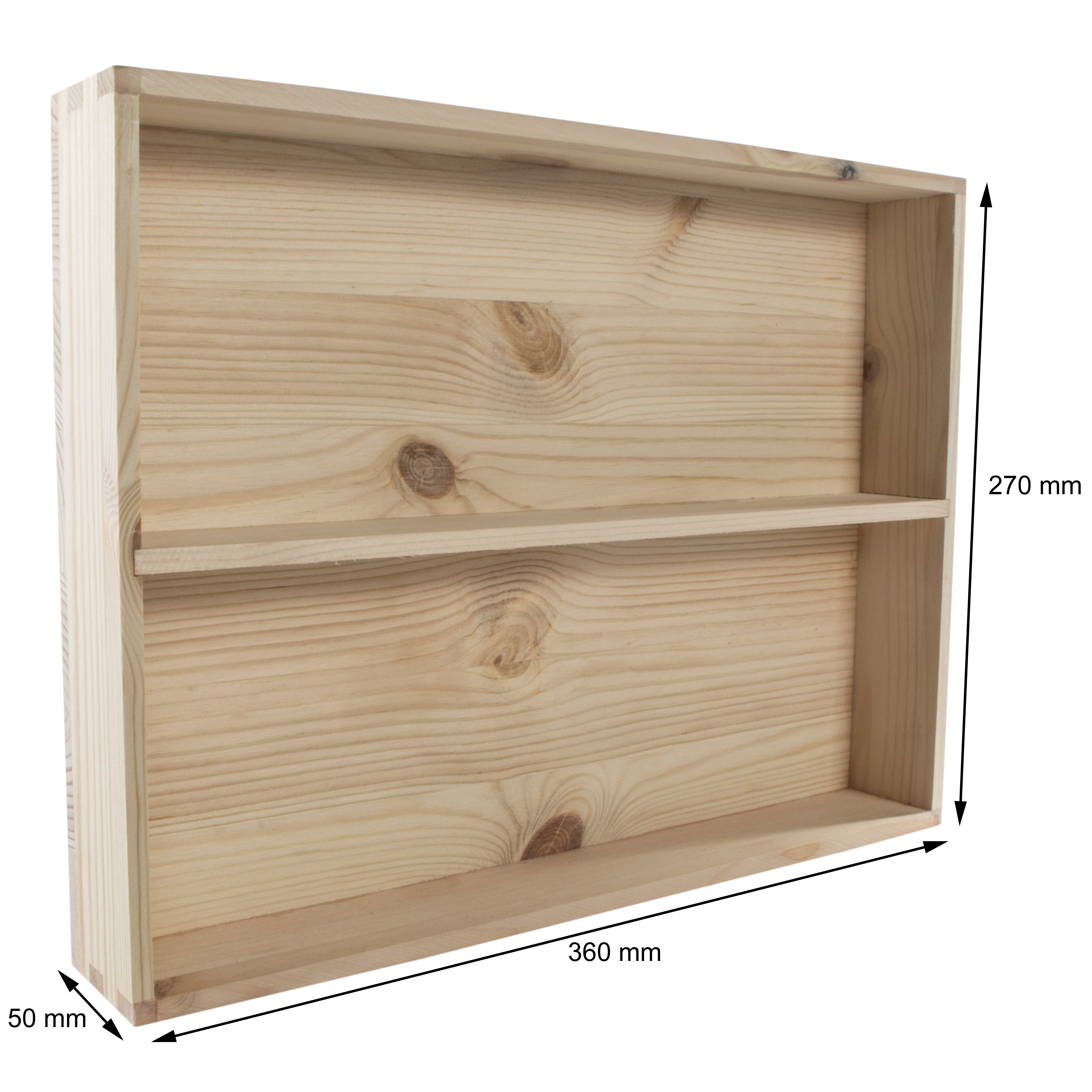 2 Tier Shallow Shelf Spice Rack Wooden Decorative Display Tray 36 x 5